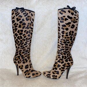 Y2K HTF Rare Blumarine Leopard Print Pony Hair Stiletto Boots